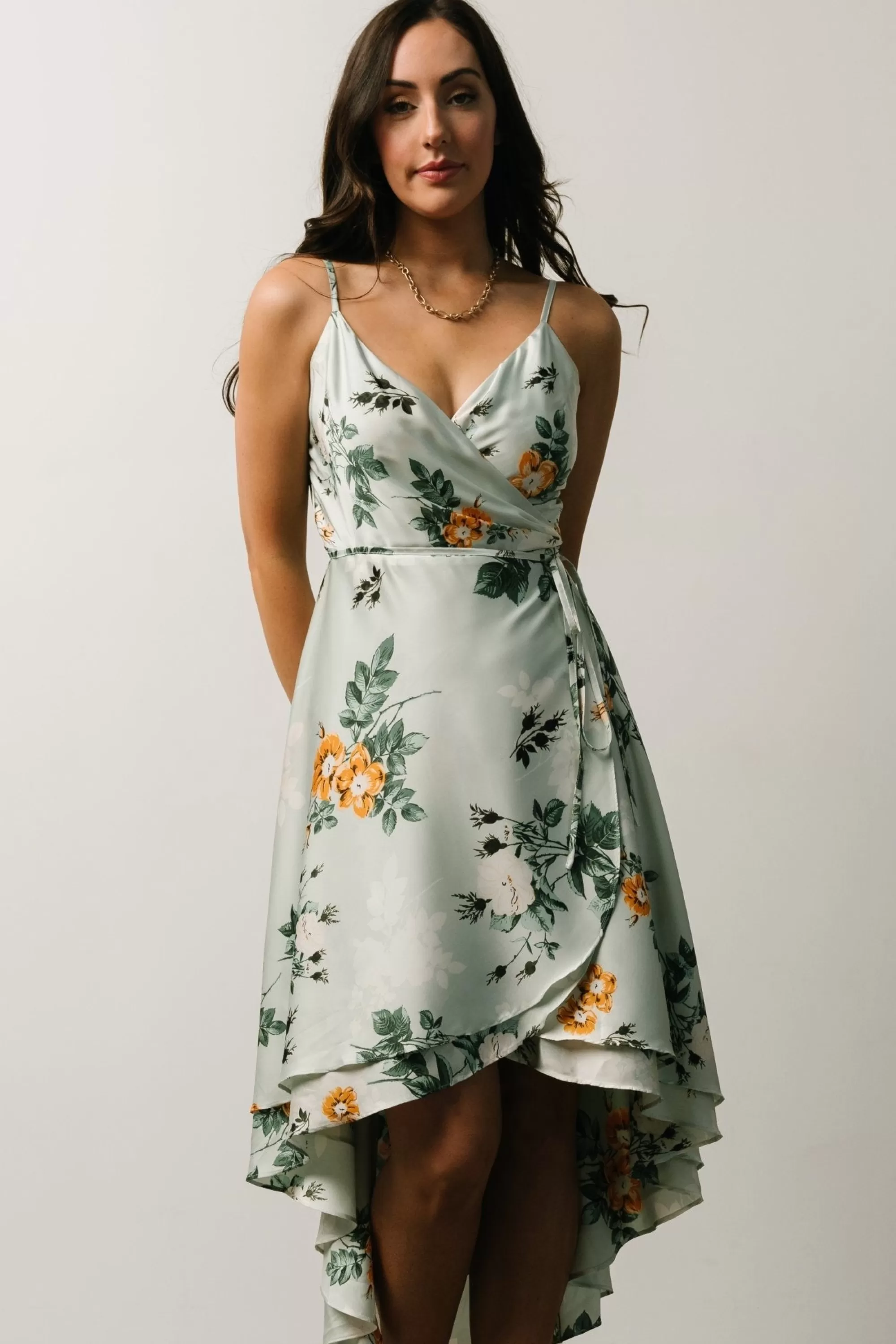 Baltic Born SALE | Steffi Tulip Wrap Dress | Light Sage Floral