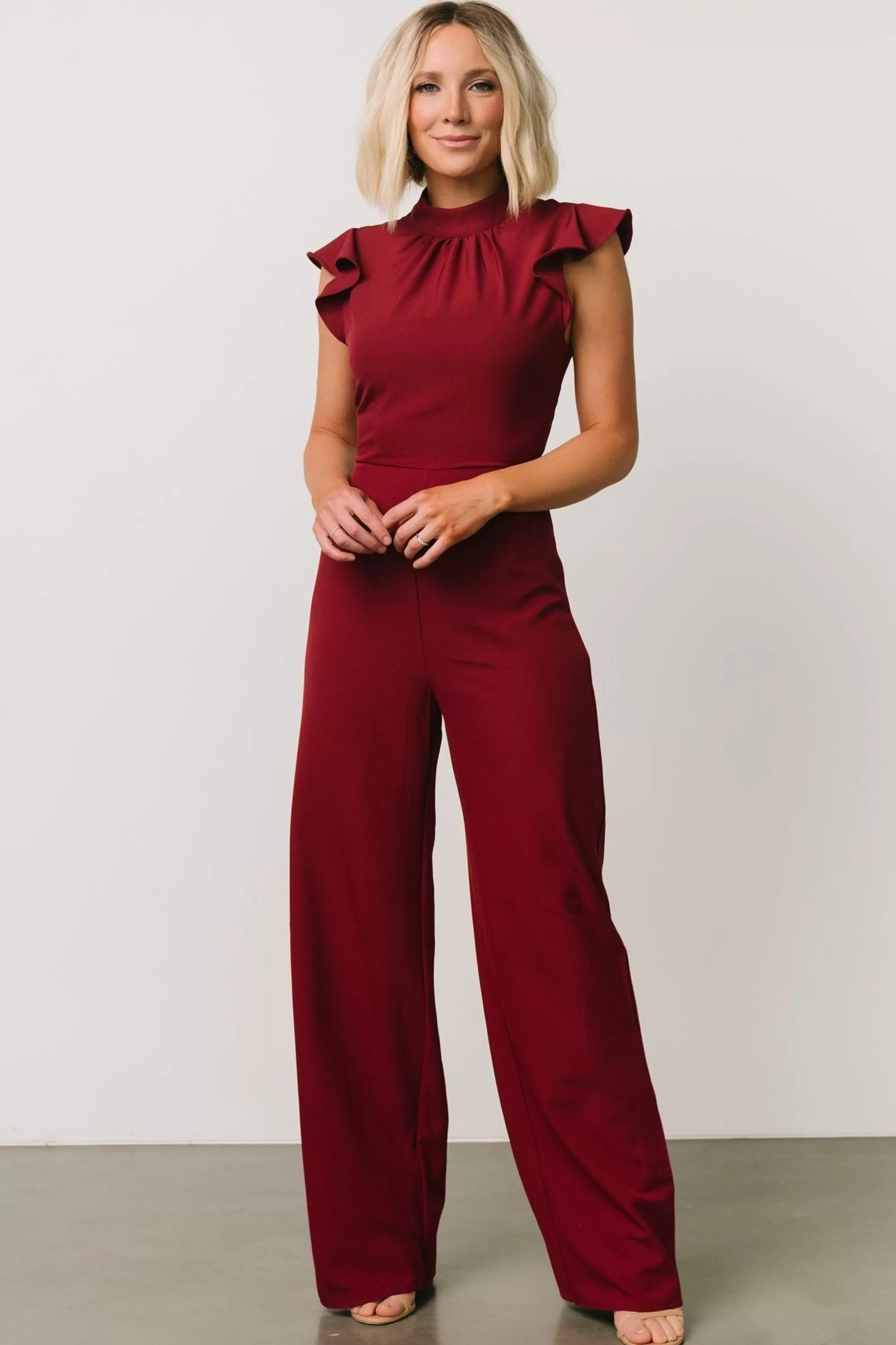 Baltic Born JUMPSUITS + ROMPERS | Tana Mock Neck Jumpsuit | Burgundy