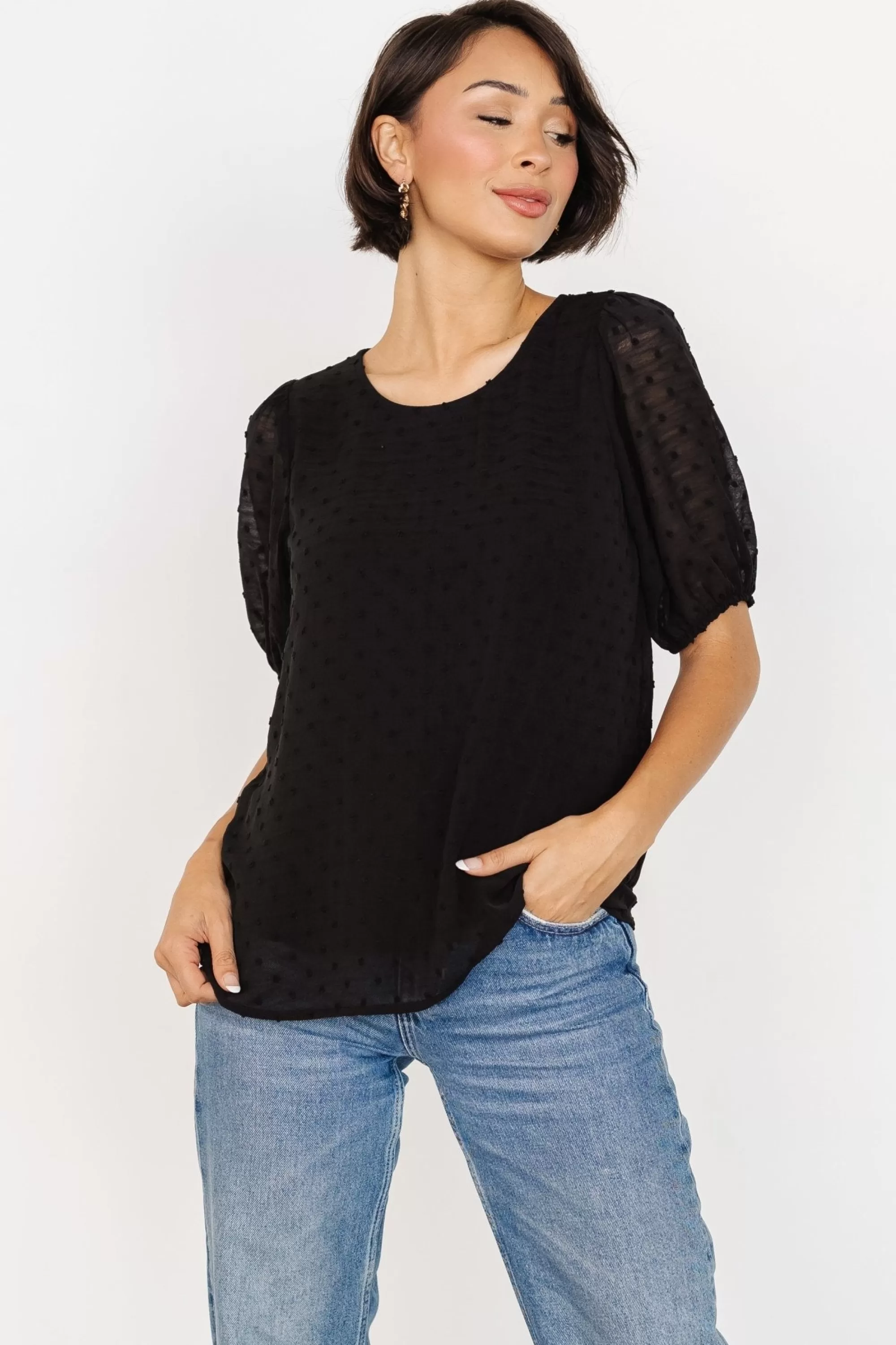 Baltic Born EXTENDED SIZING | TOPS | Tawnie Swiss Dot Top | Black