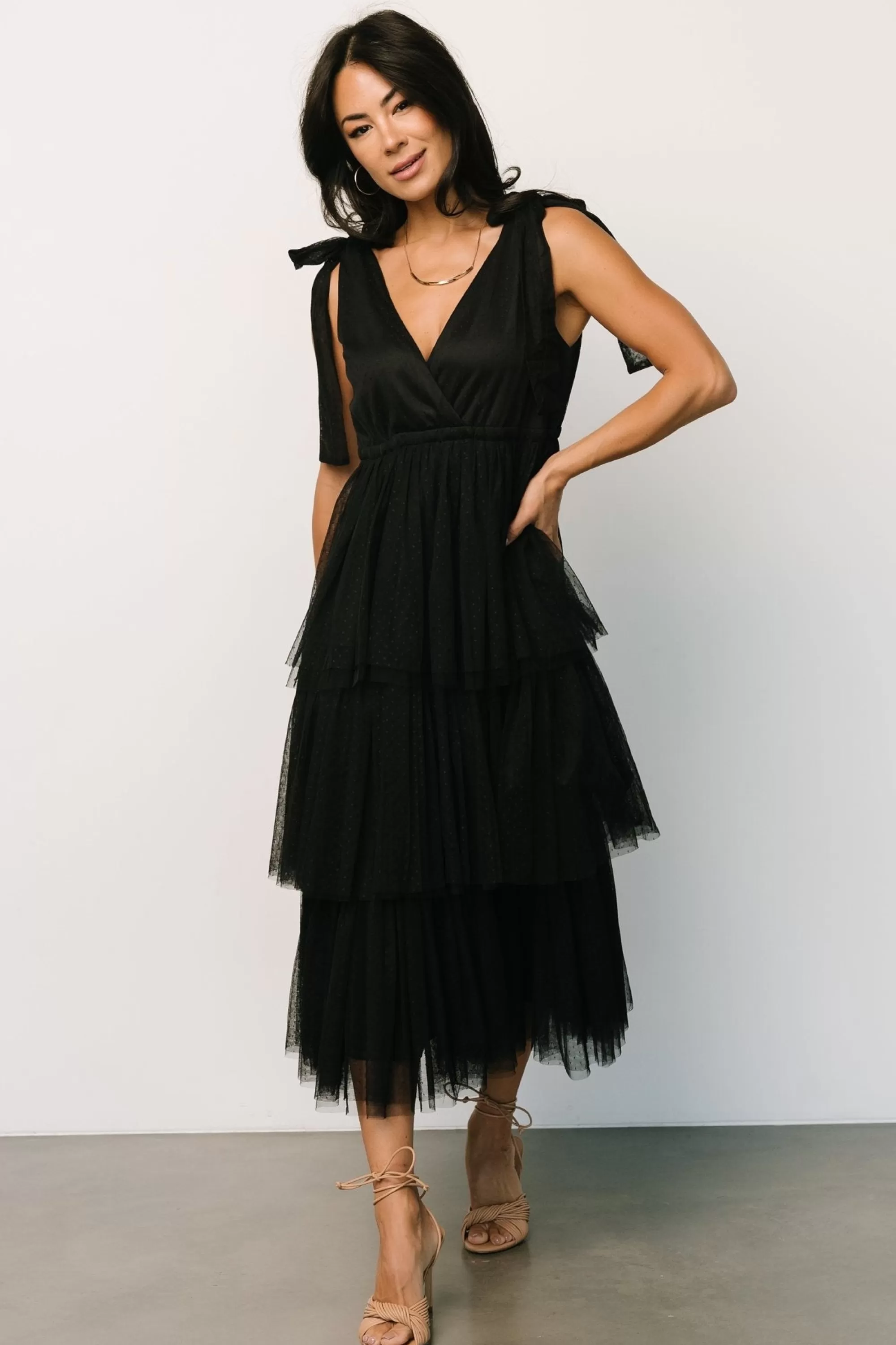 Baltic Born tulle styles | Tessa Tiered Tulle Tank Dress | Black