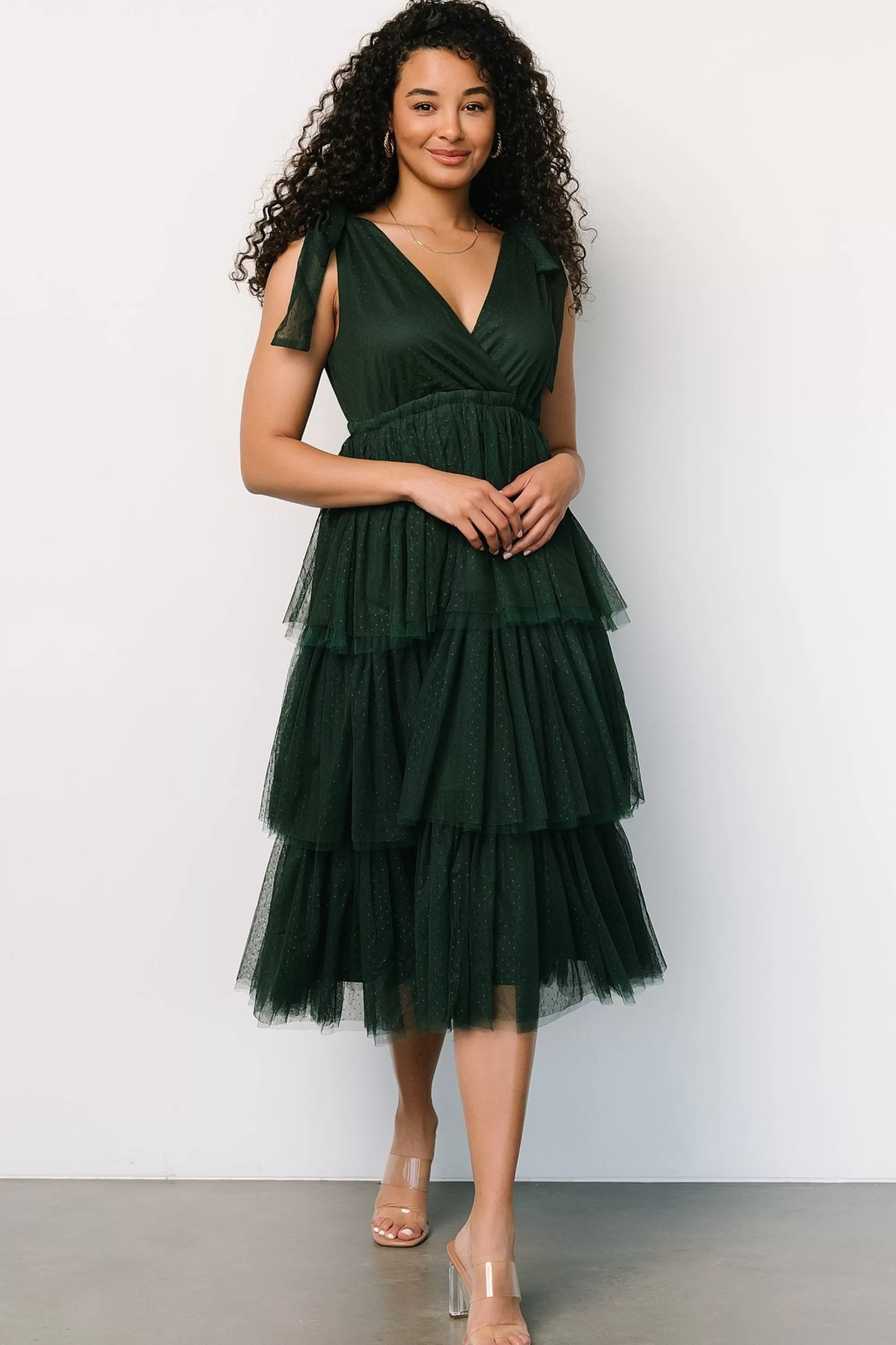 Baltic Born tulle styles | Tessa Tiered Tulle Tank Dress | Dark Green