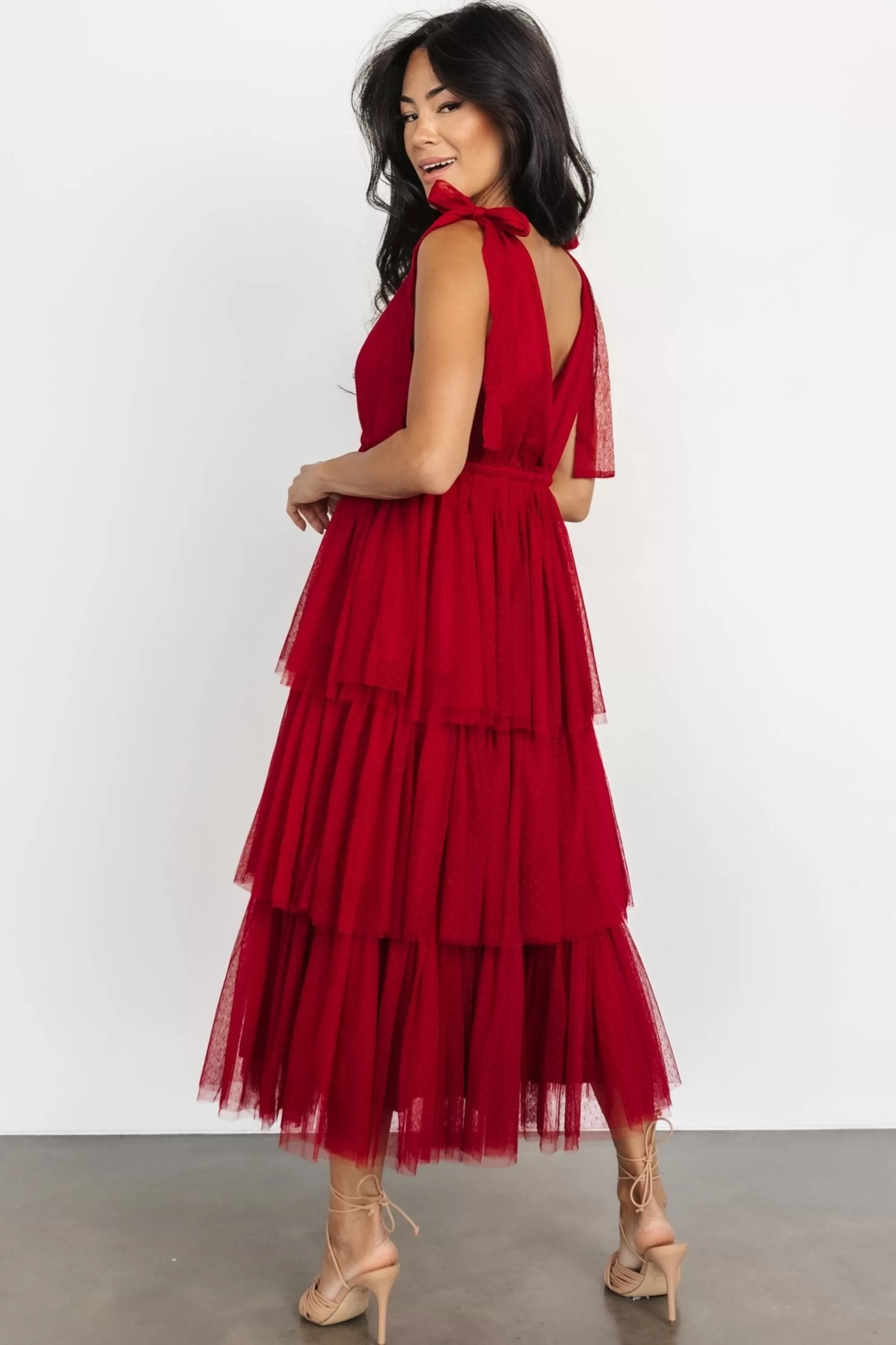 Baltic Born tulle styles | Tessa Tiered Tulle Tank Dress | Merlot