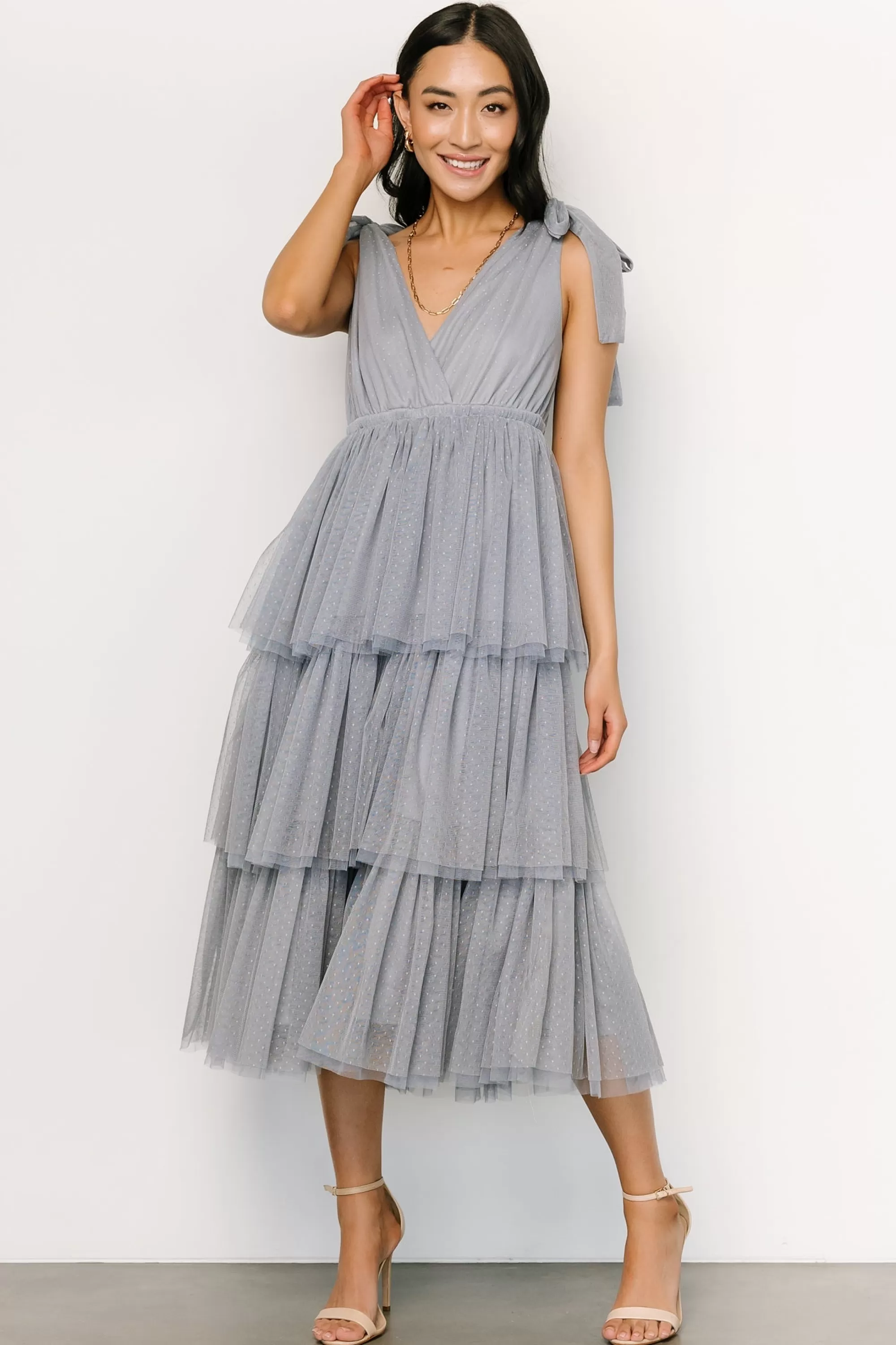 Baltic Born tulle styles | Tessa Tiered Tulle Tank Dress | Slate Blue