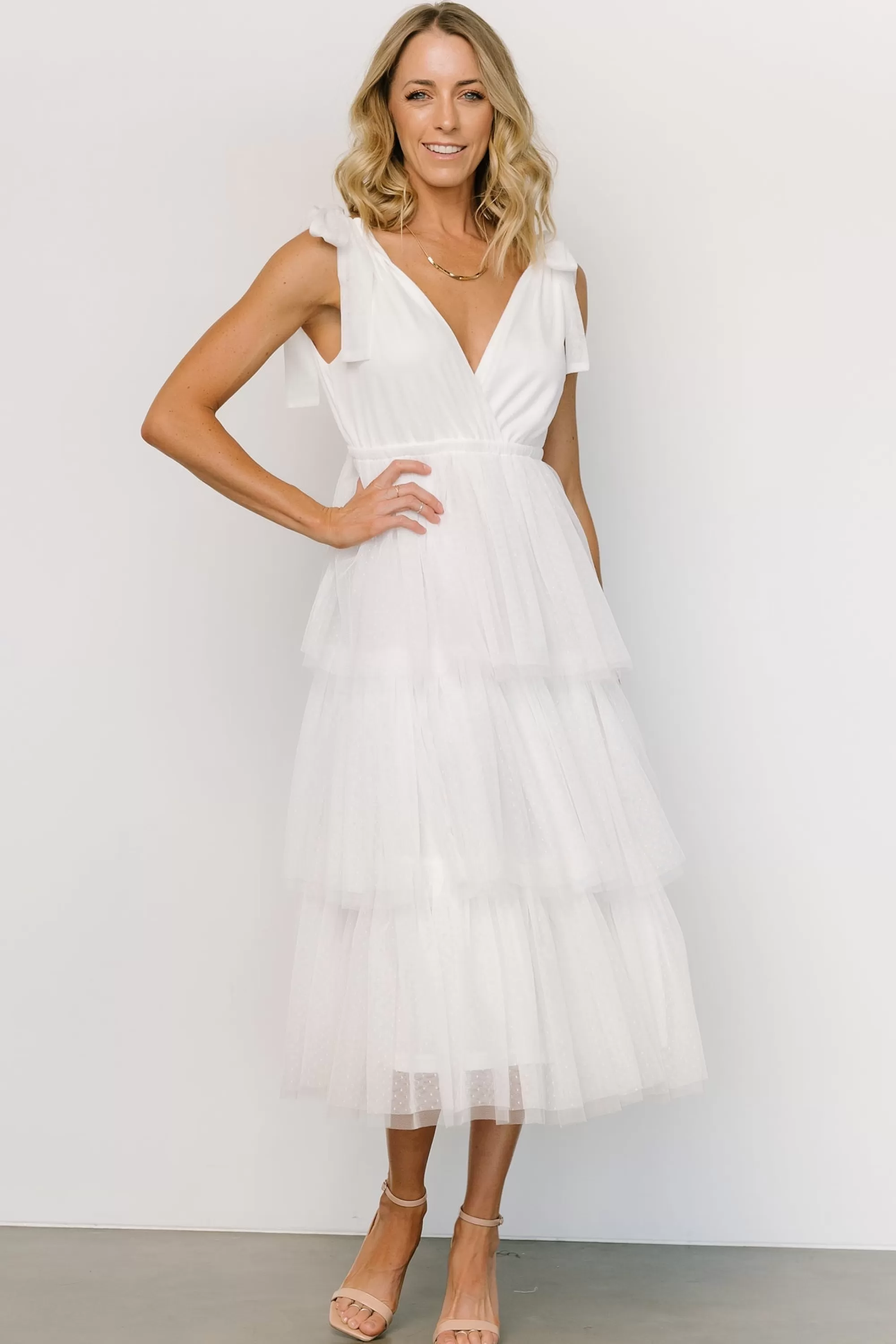 Baltic Born tulle styles | Tessa Tiered Tulle Tank Dress | White