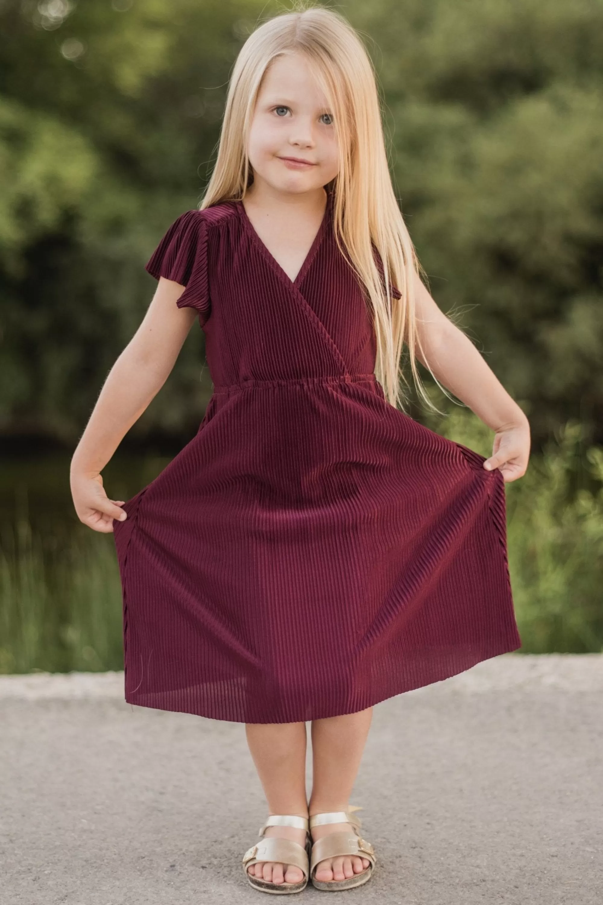 Baltic Born flower girl | Toddler Athena Pleated Midi Dress | Mulberry