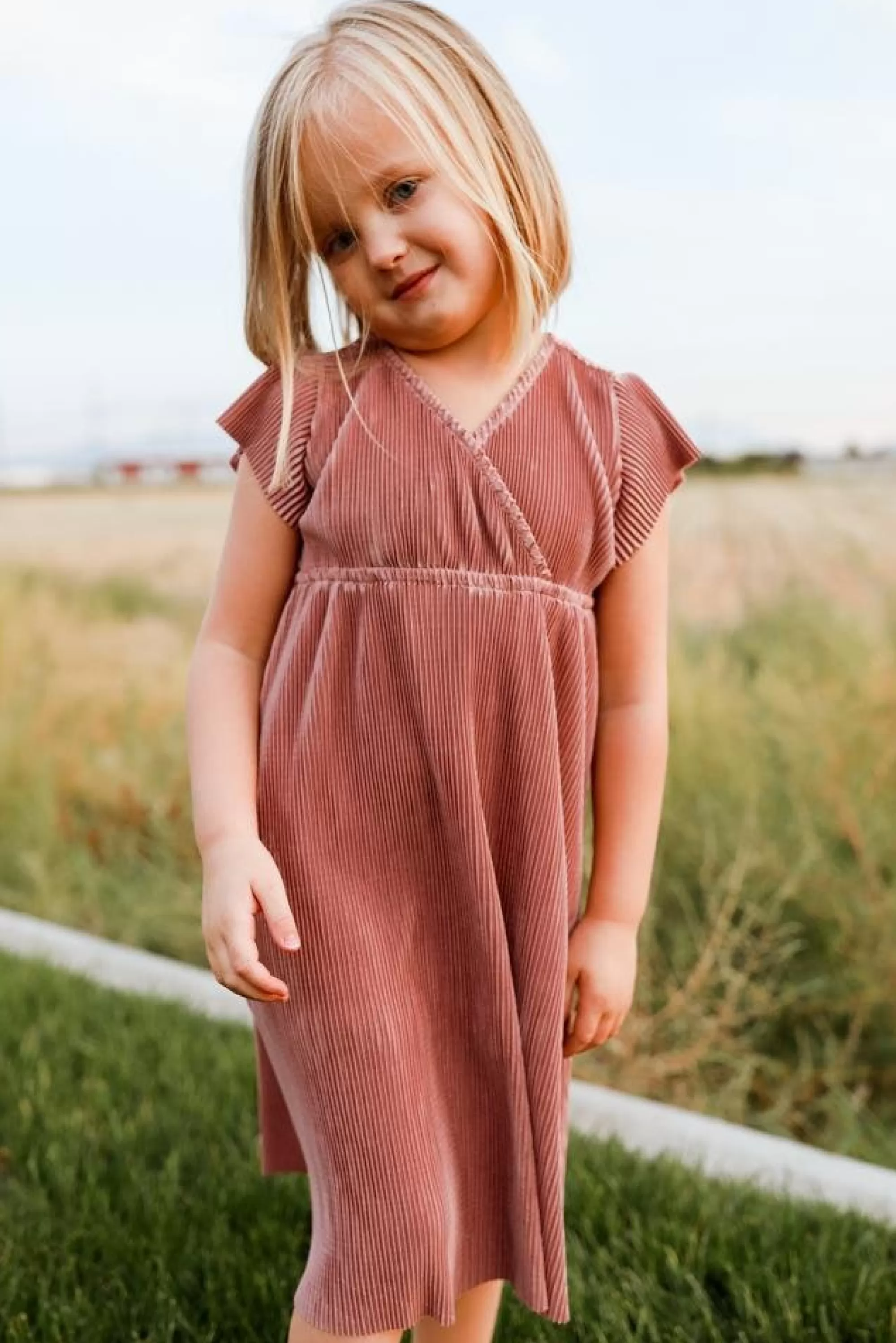 Baltic Born flower girl | Toddler Athena Pleated Midi Dress | Rose