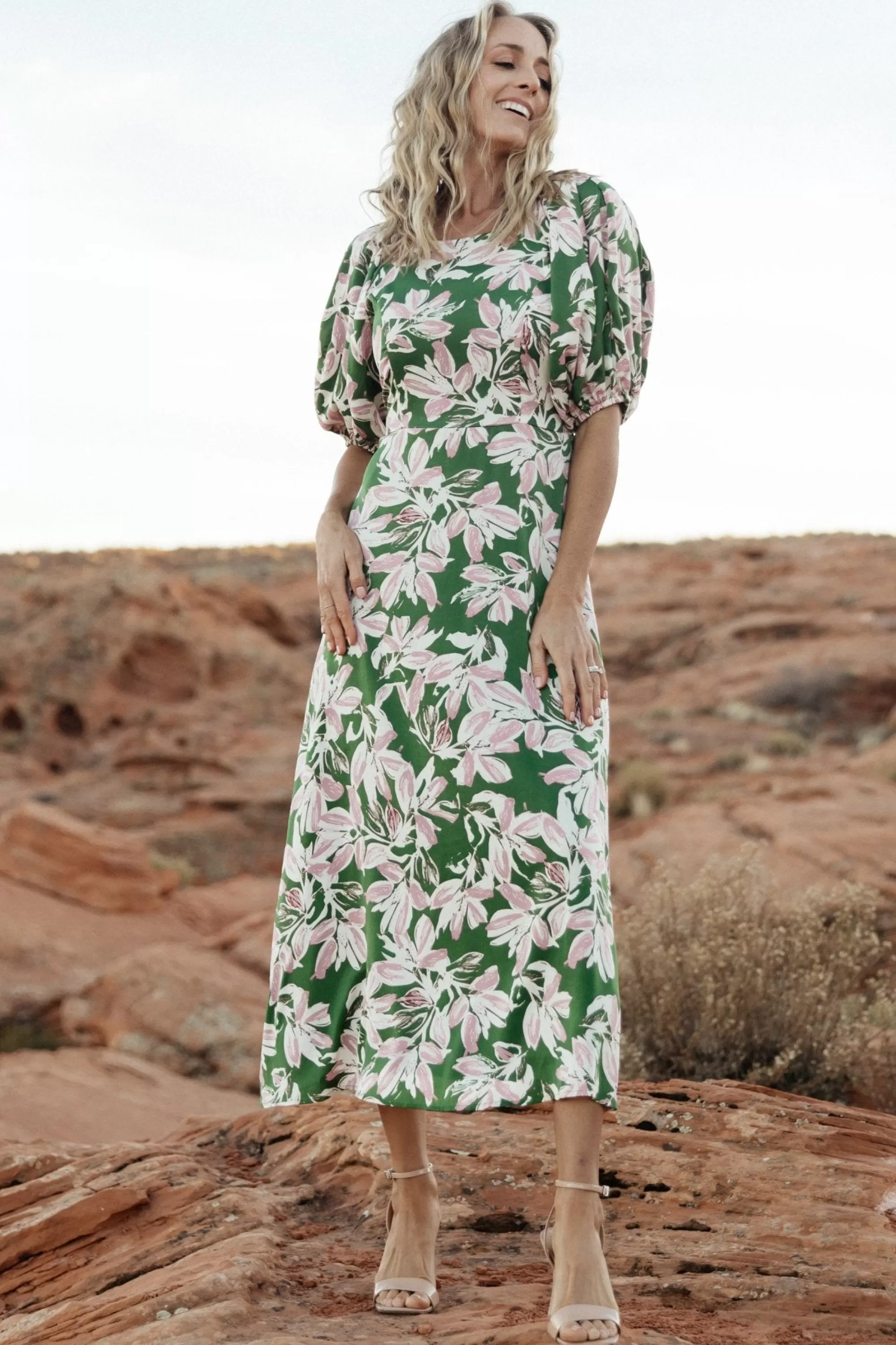 Baltic Born midi dresses | Tucson Midi Dress | Green + Pink