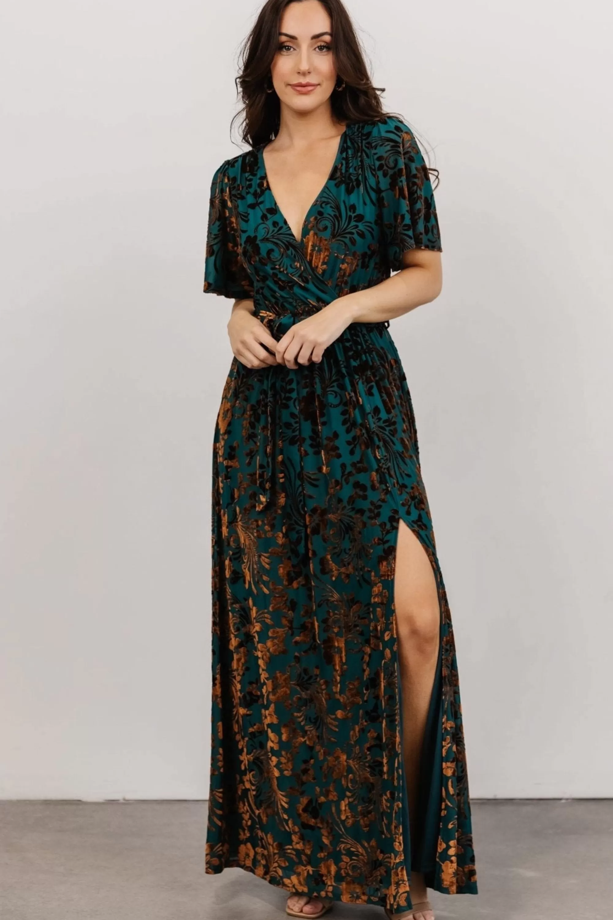 Baltic Born maxi dresses | WEDDING SUITE | Uma Velvet Maxi Dress | Bronze + Jade