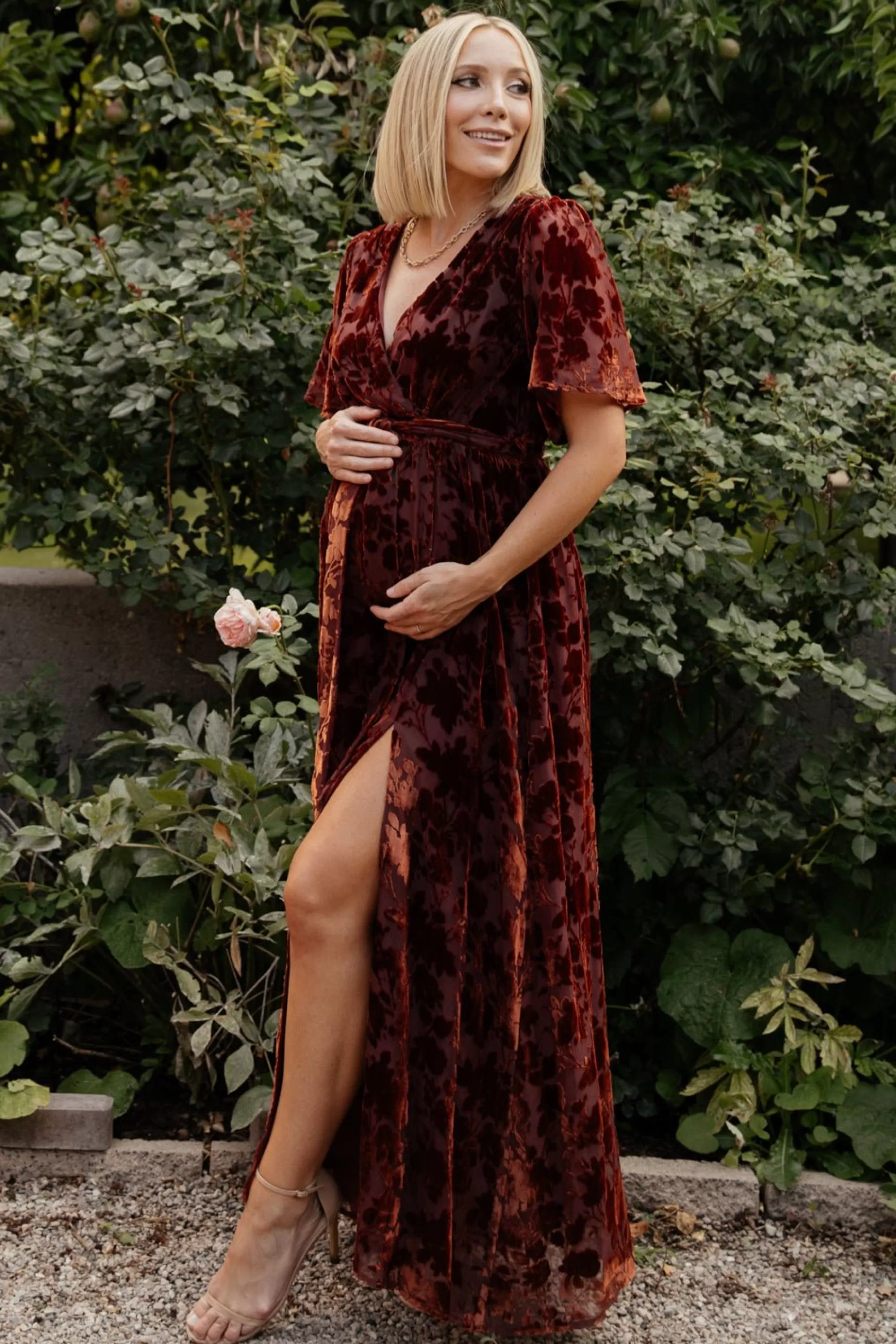 Baltic Born maxi dresses | WEDDING SUITE | Uma Velvet Maxi Dress | Copper Floral