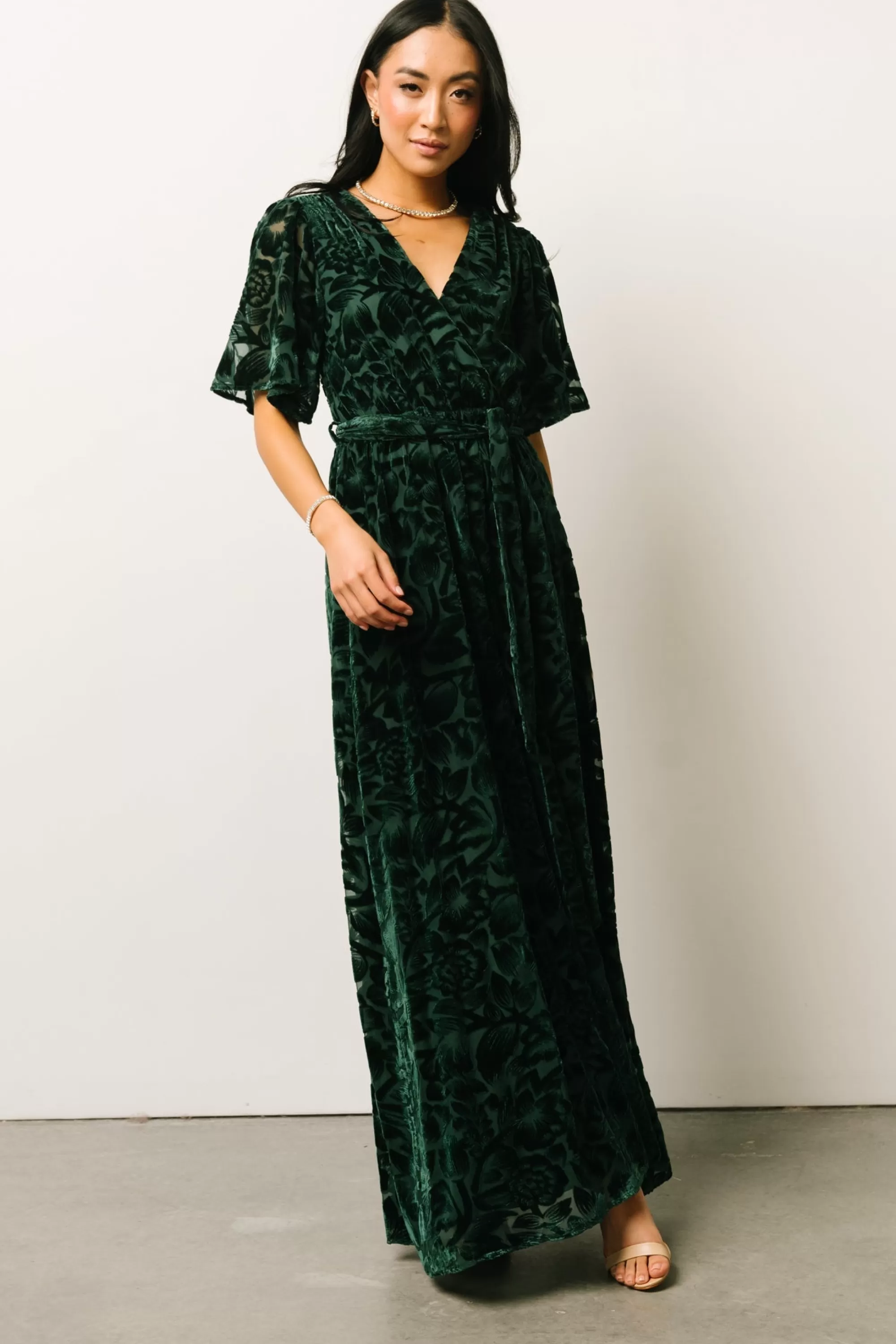 Baltic Born maxi dresses | WEDDING SUITE | Uma Velvet Maxi Dress | Dark Green