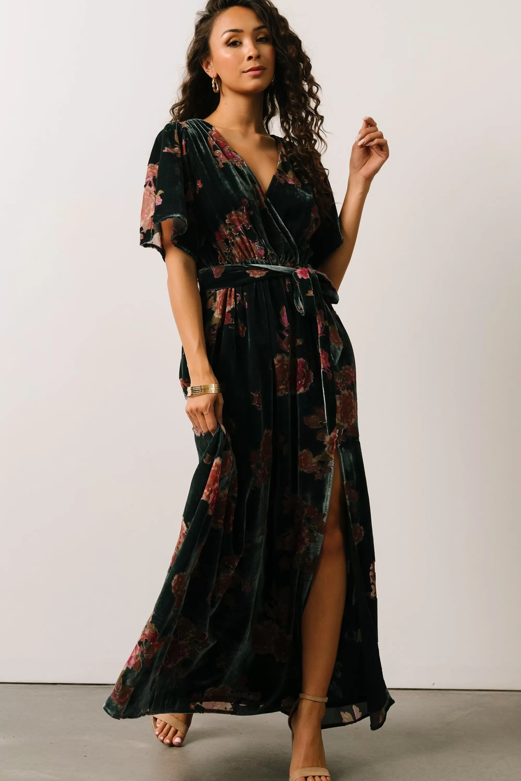 Baltic Born maxi dresses | WEDDING SUITE | Uma Velvet Maxi Dress | Lagoon Floral