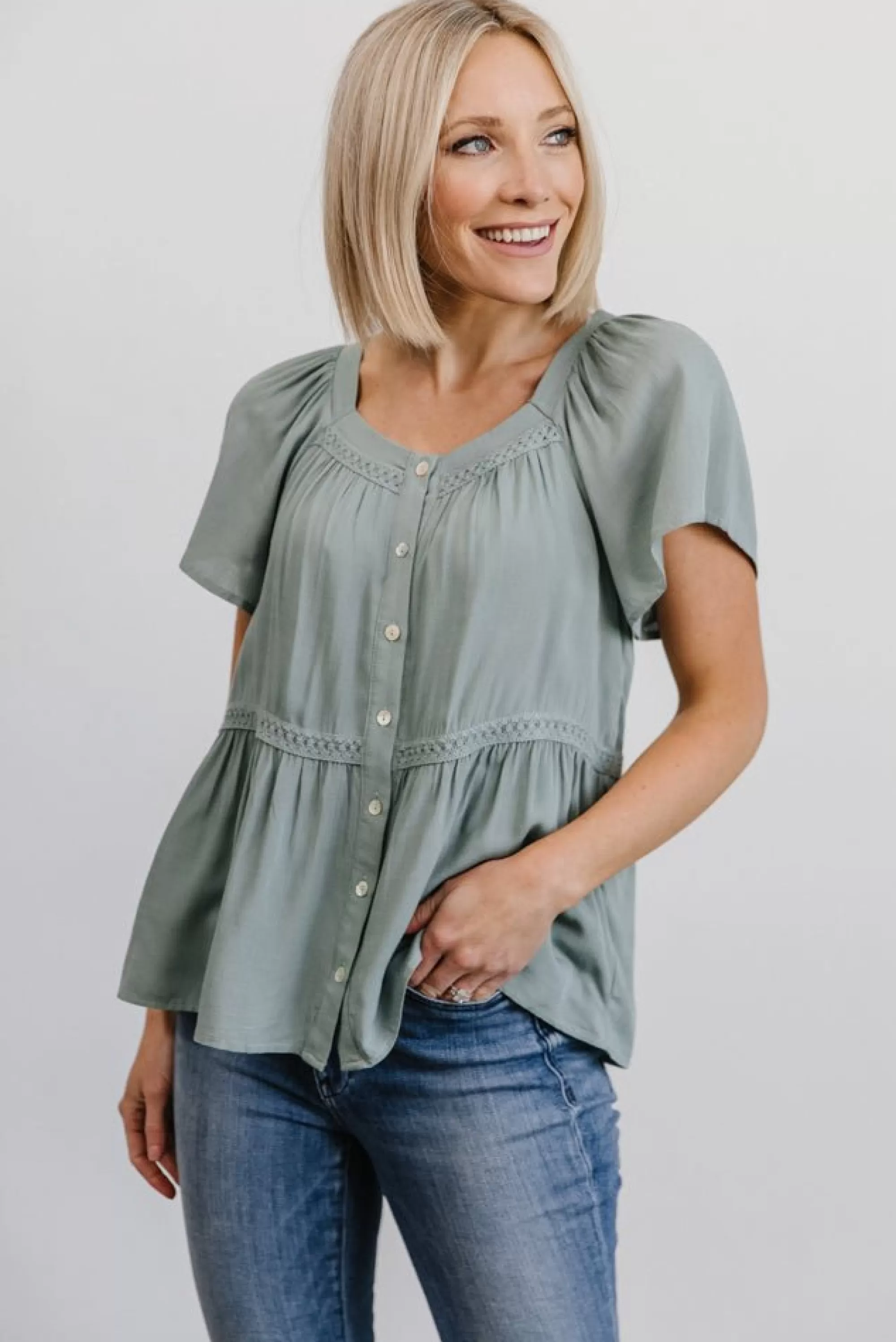 Baltic Born blouses + shirts | EXTENDED SIZING | Unity Button Up Top | Sage