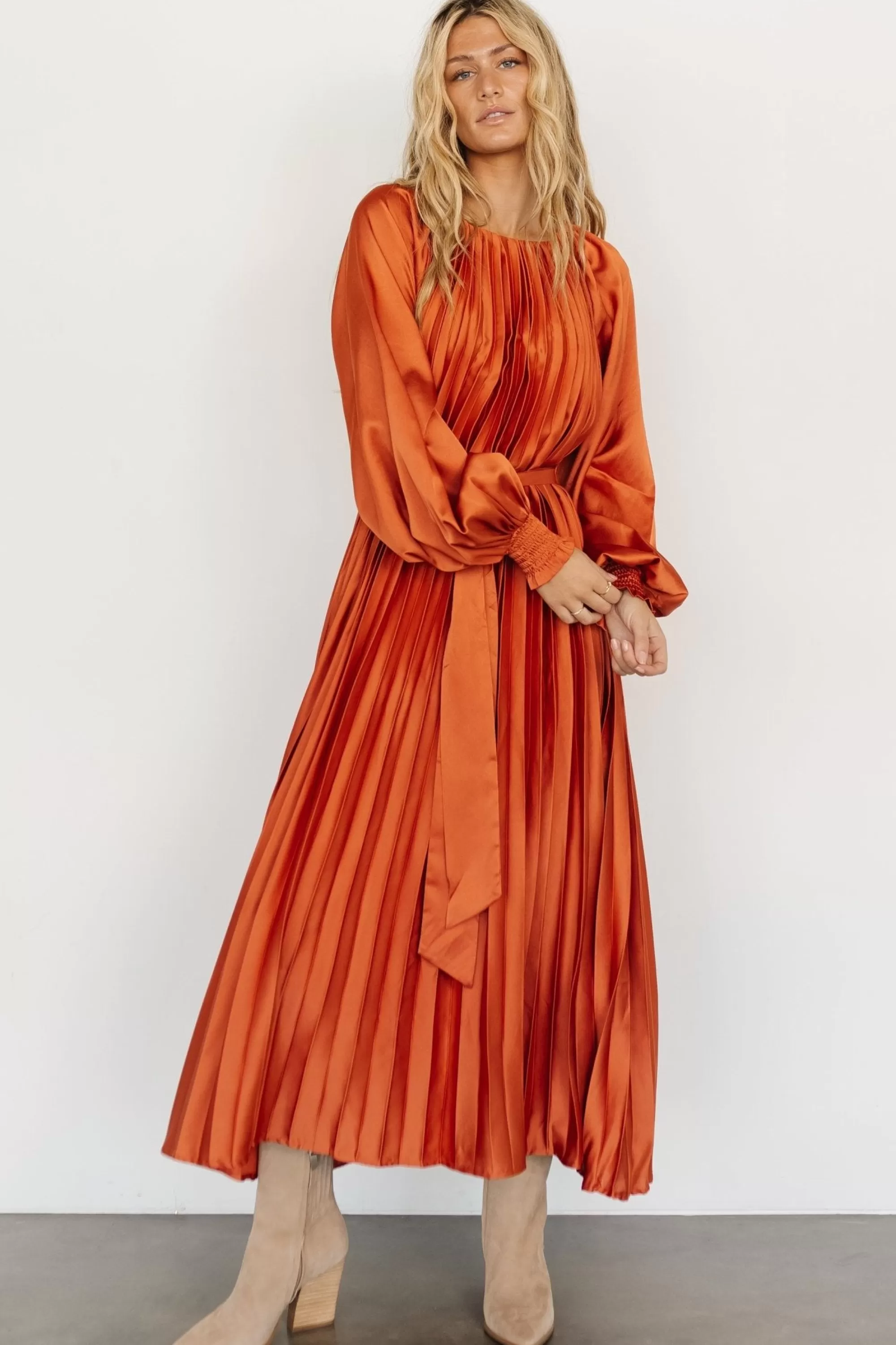 Baltic Born SALE | Vanna Pleated Dress | Rust