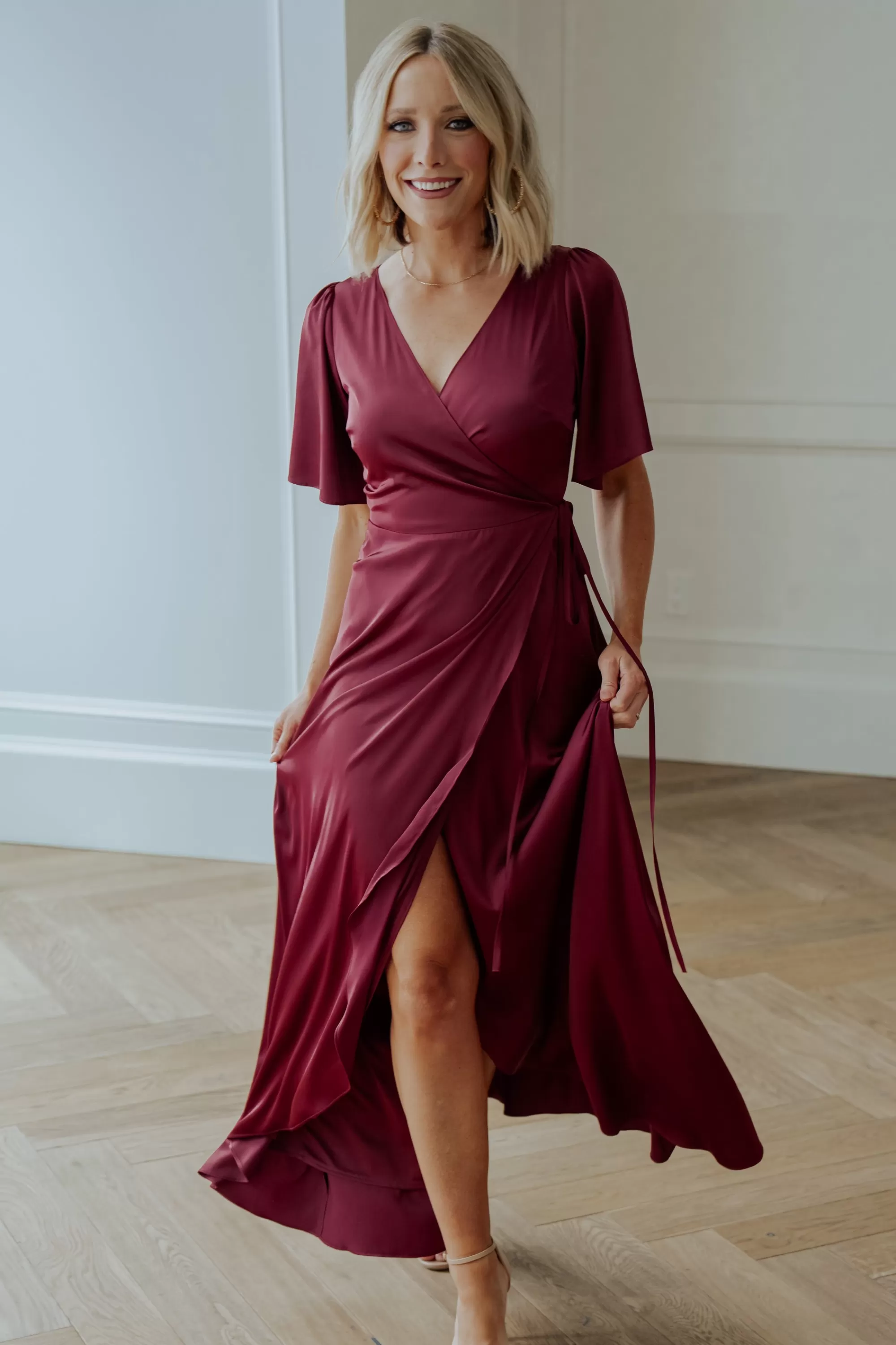 Baltic Born maxi dresses | WEDDING SUITE | Vara Satin Maxi Wrap Dress | Mulberry