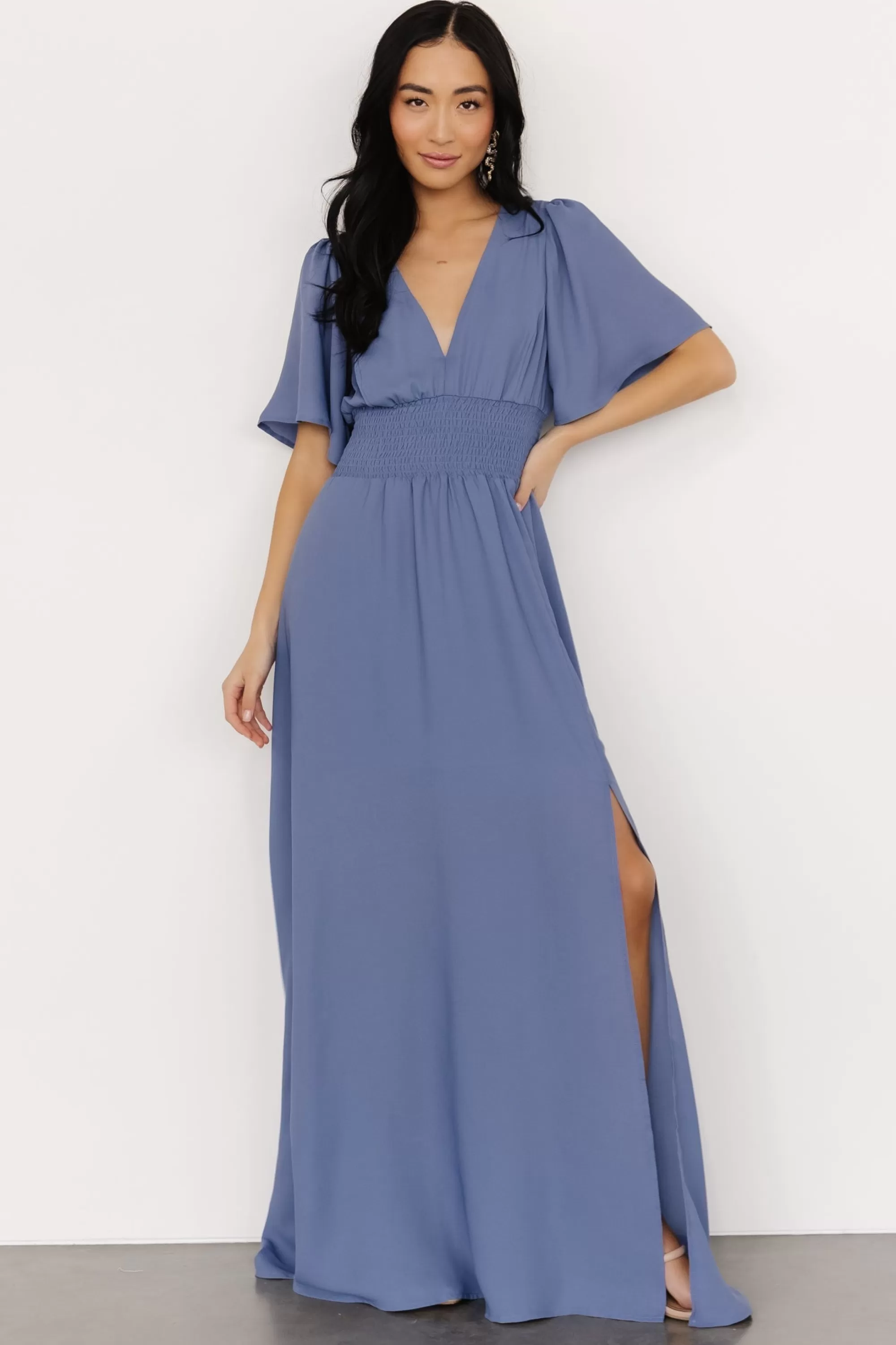 Baltic Born WINTER ESSENTIALS | Verona Smocked Maxi Dress | Blue