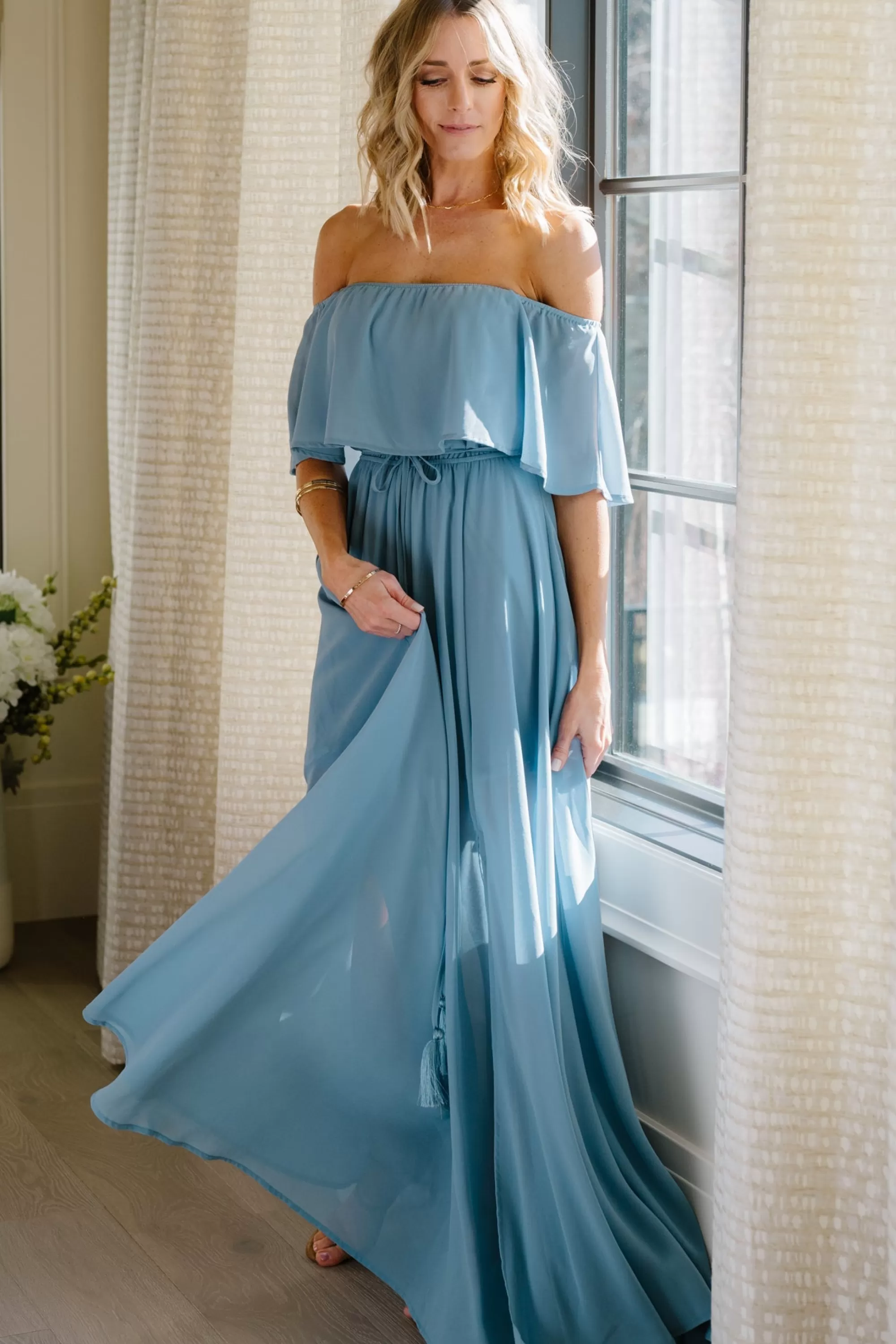 Baltic Born maxi dresses | WEDDING SUITE | Victoria Off Shoulder Maxi Dress | Light Blue