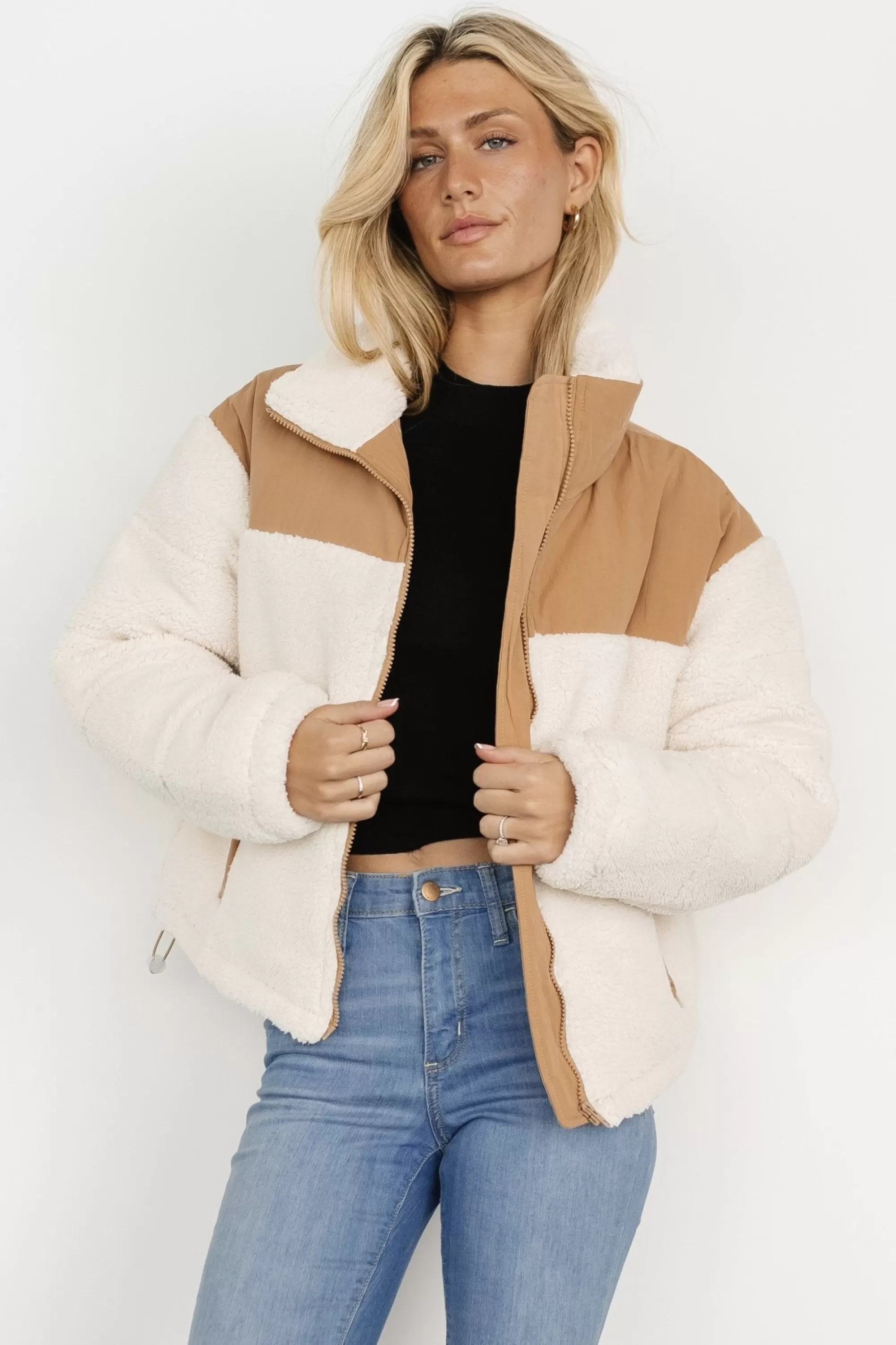 Baltic Born outerwear | Weekender Sherpa Puffer Jacket | Cream + Camel