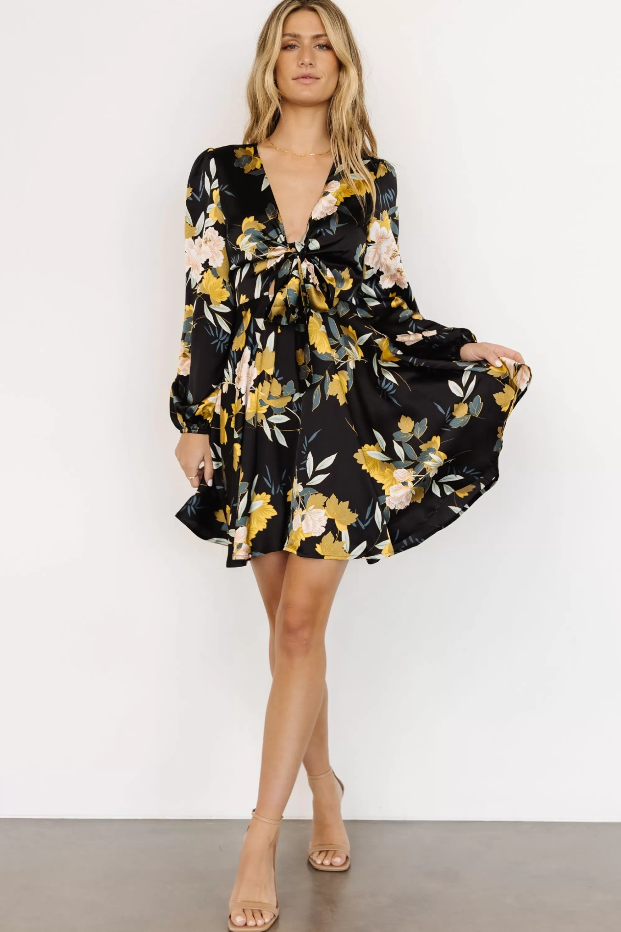 Baltic Born short dresses | WEDDING SUITE | Woodbury Satin Mini Dress | Black Floral