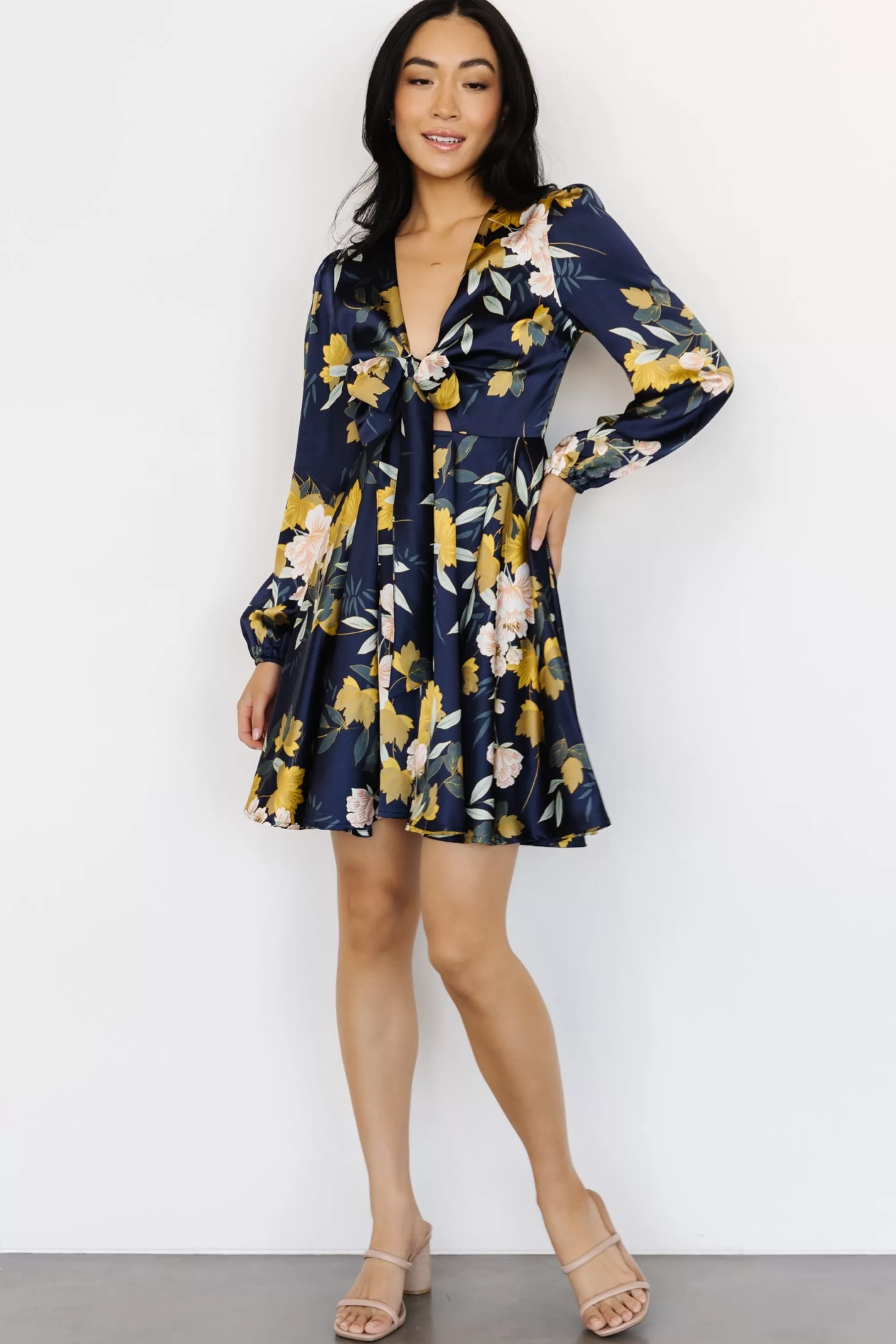 Baltic Born short dresses | WEDDING SUITE | Woodbury Satin Mini Dress | Navy Floral