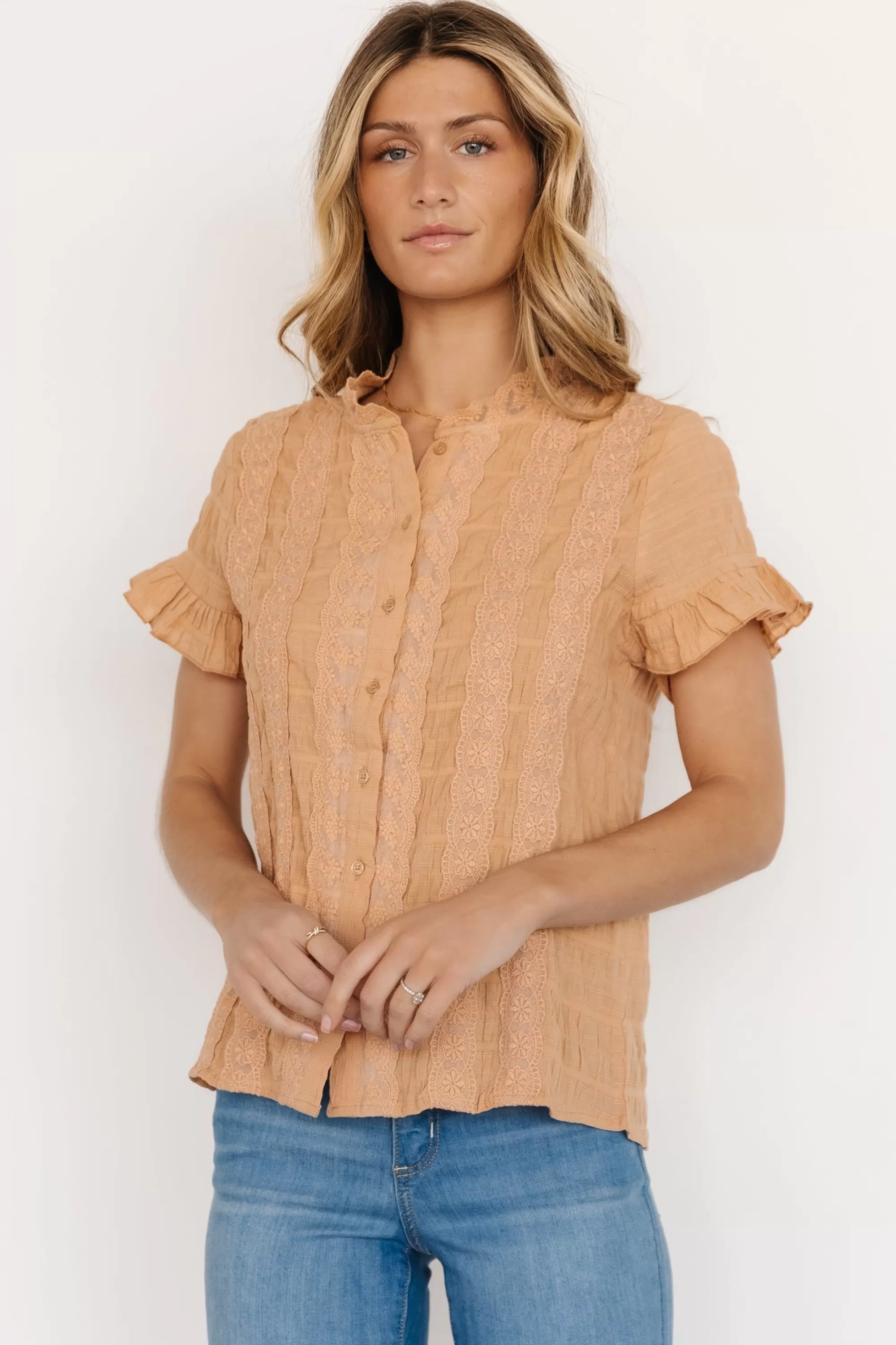 Baltic Born blouses + shirts | Zara Lace Top | Camel