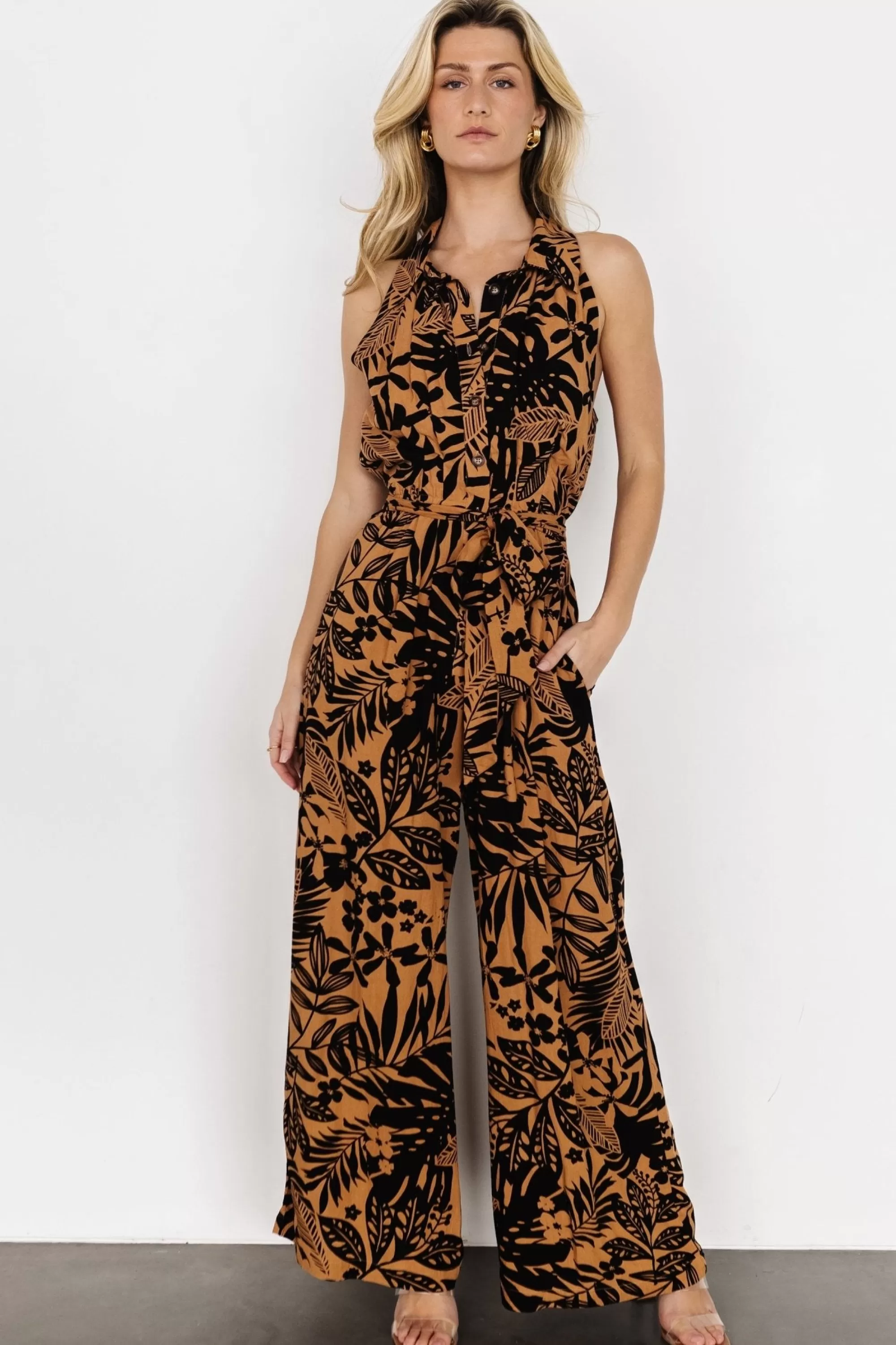 Baltic Born JUMPSUITS + ROMPERS | Zendaya Jumpsuit | Camel + Black Print