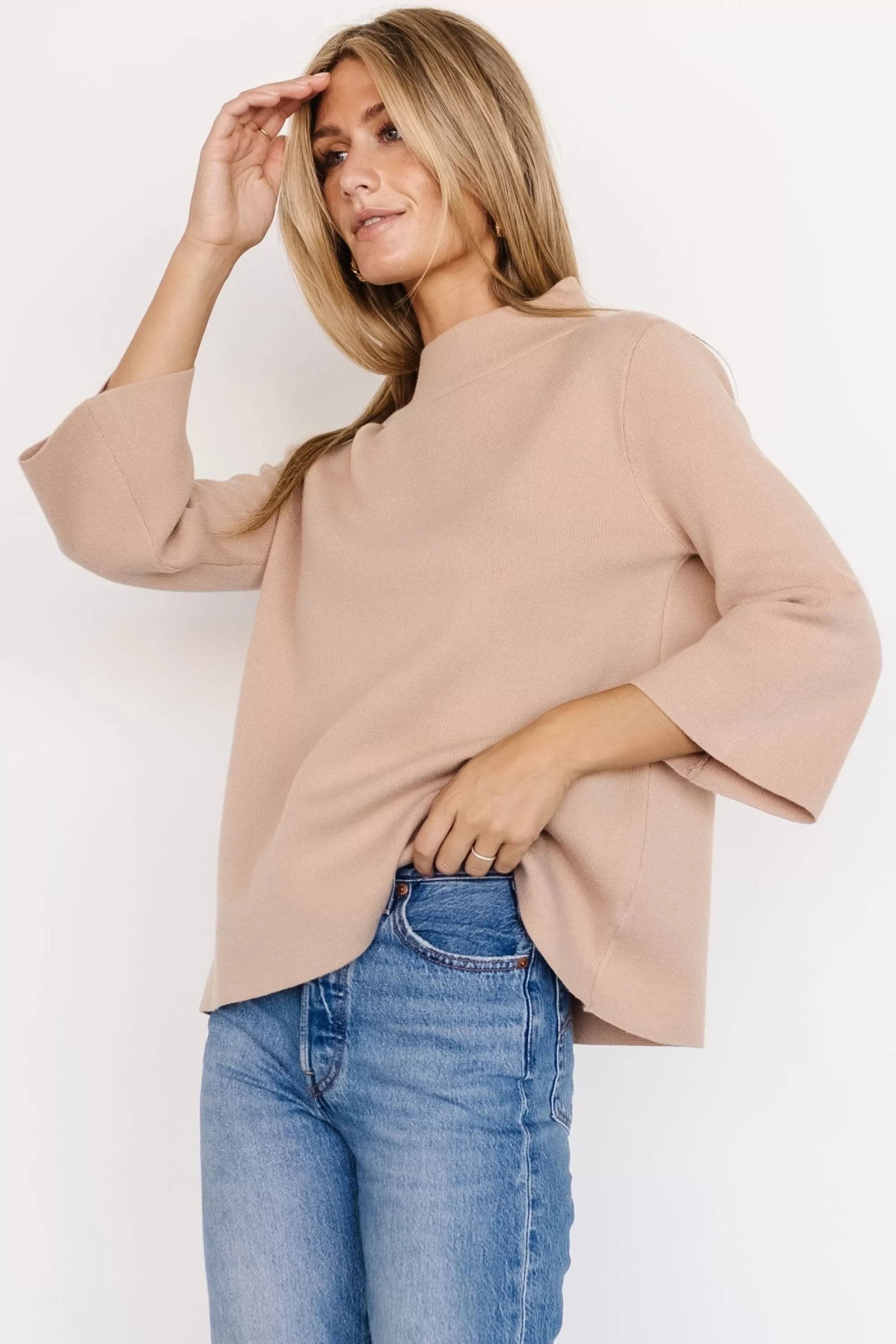 Baltic Born EXTENDED SIZING | Zola Bell Sleeve Sweater | Beige