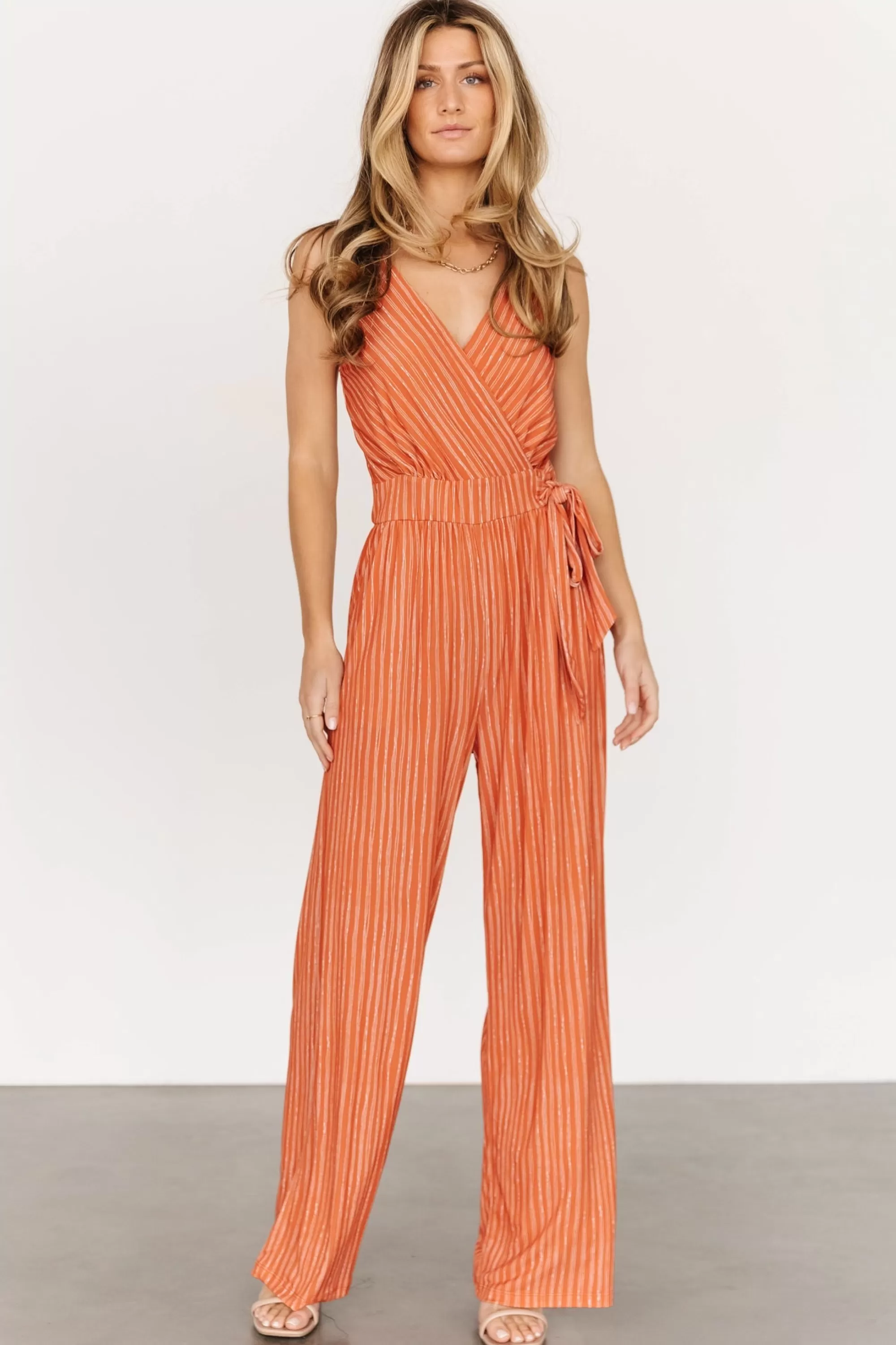 Baltic Born SALE | Zuri Tank Jumpsuit | Burnt Orange Stripe